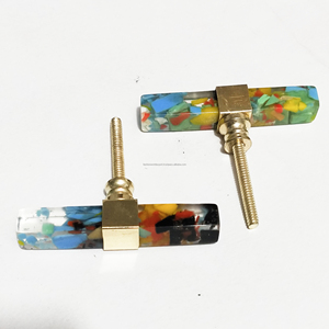 Poignée de porte en terrazzo multicolore transparente boutons de tiroir rectangulaire contemporain pour commode armoire multifonctionnelle - Product Image 3