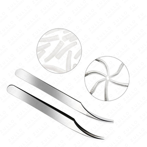 5 Pcs Silver Eyelash Tweezers Set Stainless Steel Professional Lash Extension <b>Tools</b> with PU Leather Case - Product Image 4