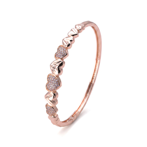 Bracelet en forme de cœur plaqué or Rose pour femmes, bijoux romantiques en strass et cristal, cadeau - Product Image 1