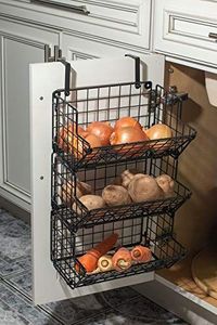 3-Tier Wall-Mounted & Countertop Fruit <b>Vegetable</b> Storage Basket Stackable Wire Basket <b>Kitchen</b> Cabinet Pantry Organizer - Product Image 2