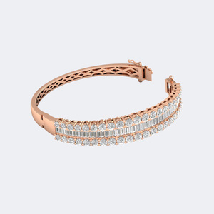 8.632CTW Lab Grown Round Channel Pave Diamond Gold Plated for Certified Women's Bangle Cuff <b>Bracelet</b> - Product Image 5