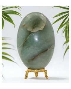 Nuevo Adorno de Aventurina Verde Pulida, Lingam de Shiva, Forma Ovalada, Feng Shui, Pieza de Arte Decorativa Coleccionable - Product Image 1