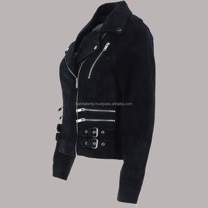 Chaqueta de Motociclista de Gamuza Negra para Mujer, Chaqueta de Cuero Suave, Tienda en Línea, Diseños de Estilo Personalizados, Logotipo, Chaquetas para Mujer - Product Image 5
