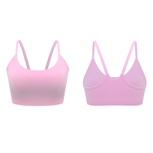 Soutien-gorge de sport dos nageur rose pour femme, sans coutures, maintien élevé, respirant, écologique, avec coussinets amovibles, couleur unie, coupe courte - Product Image 1
