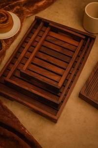 Ensemble de plateaux en bois de Sheesham de qualité supérieure, faits à la main, style rustique indien, écologiques, pour la cuisine et la table - Product Image 2