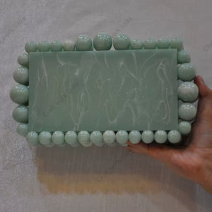 กระเป๋าคลัทช์ประดับลูกปัดเรซิ่นทำมือสุดหรูสำหรับงานเลี้ยงตอนเย็น พร้อมขอบประดับมุกสำหรับผู้หญิง - Product Image 2