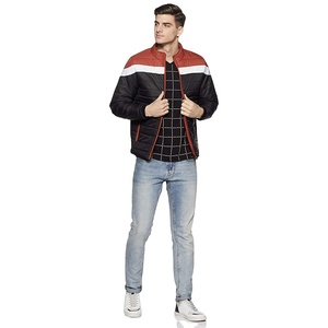 Blouson matelassé enduit pour homme, à capuche, col montant, manches longues, avec étiquette personnalisée, respirant, coupe-vent, pour l'hiver, style streetwear, motif - Product Image 1