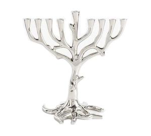 Ménorah en argent brillant style arbre pour la maison, les villas, éclairage de table, utilisation décorative, porte-bougie Hanouka. - Product Image 1