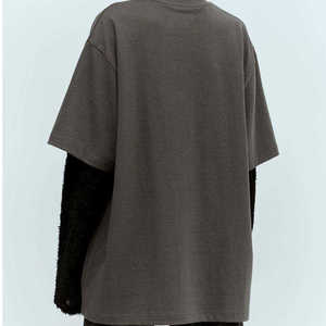 Custom Logo Vintage Oversized Layered Graphic <b>T</b>-<b>shirt</b> Streetwear Unisex <b>Floral</b> Print Cotton Tee Drop Shoulder <b>Men</b> Women <b>Shirt</b> - Product Image 3