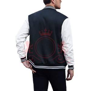 Premium Pick <b>Blue</b> Grey Letterman Jacket Contrast Sleeves Soft Material Comfortable Casual Fashion Style - Product Image 5