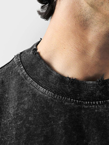T-shirt décontracté en molleton à manches courtes pour homme, col rond, en coton premium, style streetwear vintage délavé, séchage rapide et respirant - Product Image 3