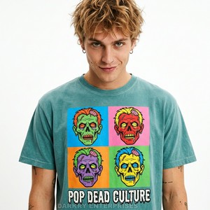 Camiseta Personalizada de Algodón Grueso para Hombre, Diseño Gráfico Vintage Pop Art Zombie, Impresión de Alta Calidad, Fabricante de Camisetas Streetwear - Product Image 1