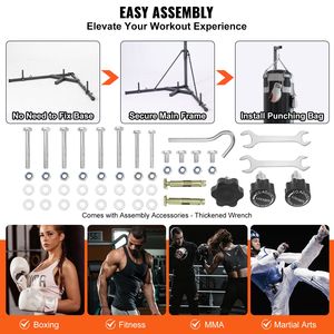 Support de sac de frappe en acier robuste, hauteur réglable, équipement d'entraînement de boxe avec base lestée - Product Image 6
