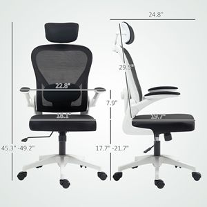 Sedia da Ufficio Ergonomica in Rete Nera con Braccioli Ribaltabili, Poggiatesta Girevole e Supporto Lombare Regolabile - Product Image 3