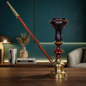 Chicha Arabe Moderne en Laiton Givré de Haute Qualité, Mini Narguilé Indien Écologique, Logo Personnalisable, 4+ Tuyaux, Coffret Cadeau – Vente en Gros - Product Image 6