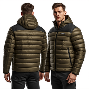 Veste unisexe d'hiver coupe-vent matelassée à capuche en polaire, col montant, respirante, 300g, avec logo frontal, pour l'extérieur et le quotidien - Product Image 4