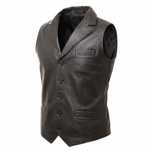 Gilet en cuir pour homme, design moderne, veste sans manches de qualité supérieure, vêtement élégant et tendance. - Product Image 1