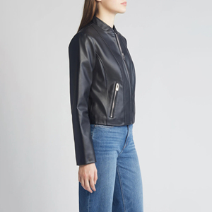 Veste en cuir d'agneau pour femmes de qualité supérieure en gros, personnalisable, couleur unie, respirante, imperméable, entièrement adaptable pour l'hiver - Product Image 2