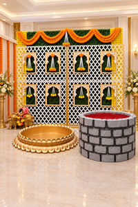 Décoration de Haldi Traditionnelle du Sud de l'Inde pour Mariage en Plein Air, Décoration de Photobooth de Mariage Indien Premium USA, Décoration de Cérémonie de Haldi de Luxe UK - Product Image 5