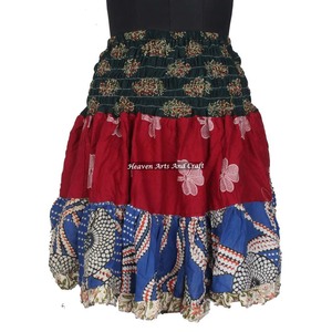 Gypsy Girl <b>Patchwork</b> Mini Rara Hippy Boho Festival <b>Skirt</b> Boho Style Women Cotton Patch Work 20 Inch Mini Patch Work <b>Skirt</b> Boho - Product Image 1