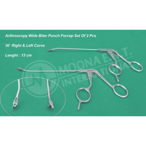 Moona E.N.T Instrument Arthroscopy Wide Biter Punch Forceps Set 30 Degree Right Left Curve 13 Cm Instrument chirurgical - Product Image 2