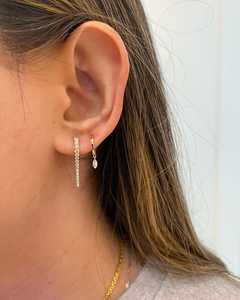 Pendientes Huggie Dagger de Oro Sólido 14K 18K con Diamantes Cultivados en Laboratorio de Corte Redondo Pavé, de Lujo, con Puntas Pequeñas y Forma de Gota, Joyería Fina - Product Image 6