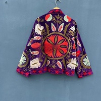Abrigo de Invierno Bohemio, Chaqueta de Terciopelo Bordada con Flores Suzani, Cortavientos, Tejida, de Algodón, Bordada con Flores Suzani