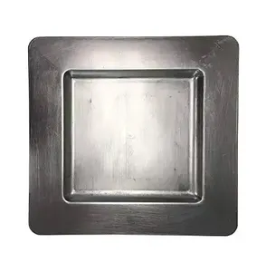 Assiette de service carrée en métal poli, design minimaliste, vaisselle durable, couleur unie - Product Image 1