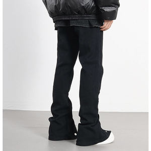 Pantalones Jogger de Algodón Desgastado para Hombre, Estilo Urbano, con Lavado Ácido Personalizado, Botones Laterales, Pierna Ancha Acampanada, Cintura Media, Estilo Holgado - Product Image 2