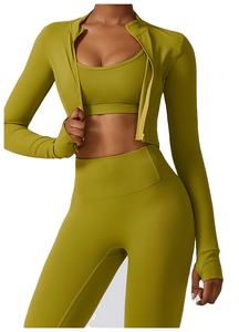 Nouvel ensemble de sport pour femme, automne-hiver, 4 pièces, haut court et leggings sans coutures, manches longues, qualité supérieure - Product Image 2