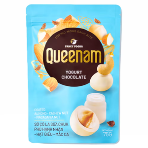 Pedidos al por mayor de fabricación: Snacks de chocolate drageado OEM/ODM HALAL, frutos secos recubiertos de chocolate con yogur (almendras, anacardos, macadamia) 75G - Product Image 1