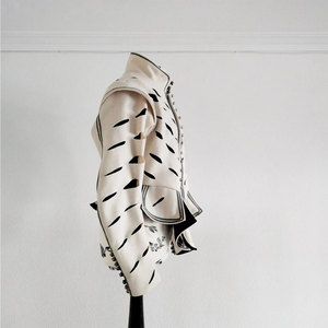 Veste doublette en laine blanche et lin noir, tenue traditionnelle, fournitures d'usine de qualité supérieure - Product Image 3