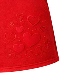 Shorts en polaire rouges personnalisés pour femmes avec motif cœur en relief, taille élastique, décontractés, fabricant sur mesure, fournisseur en gros, OEM, en vrac - Product Image 5