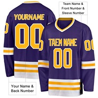 Jersey de Hockey sobre Hielo Personalizado para Hombre, 100% Poliéster, Tejido de Malla, Mangas Largas, Ligero, Antibacterial, Cuello en V, Impresión Digital
