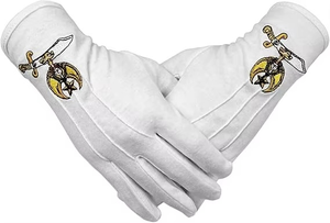 Guantes de algodón blancos para masónicos con logotipo personalizado del Rito Escocés de la Masonería, 32.º grado, bordados. - Product Image 4