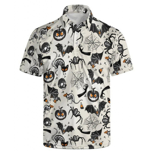 Camisa Polo Básica con Botones y Cuello Solapa, Estampado Completo, Corte Ajustado Retro, Camisas Polo con Estampado 3D, Camisa Polo Informal de Verano de Poliéster Personalizada - Product Image 1