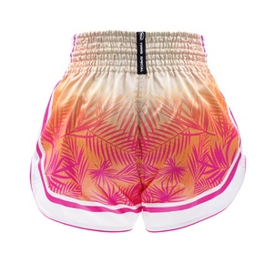 Shorts de Muay Thai Twins Special ELEMENT en Verde y Rosa, Tela Satinada Ligera, Ajuste Personalizable, Unisex, para Entrenamiento - Product Image 3