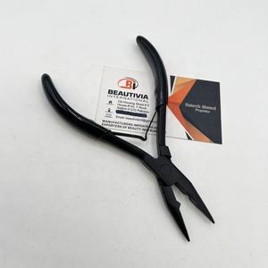 Pince à extensions capillaires pour micro-anneaux et perles, outil de pose de perles, pince à pression en acier inoxydable noir mat, personnalisable avec logo - Product Image 3