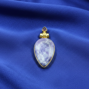 Colgante de punta de flecha con piedras preciosas de lepidolita púrpura natural y granate, plata de ley 925, chapado en oro rosa y oro amarillo, joyería unisex. - Product Image 4