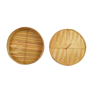 Cesta de vapor de bambú artesanal de 2 niveles con tapa, cesta redonda tradicional para cocinar al vapor, ideal para dim sum, dumplings y verduras al por mayor. - Product Image 4