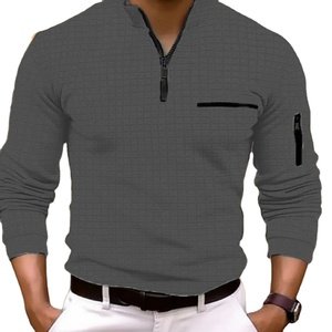 เสื้อโปโลแขนสั้นแฟชั่นใหม่2025ลายตารางหมากรุกของผู้ชายเสื้อเชิ้ตแขนสั้นมีซิป - Product Image 3