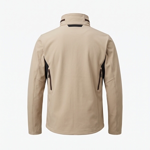 Chaqueta Softshell Color Caqui con Detalles Laterales, Resistente al Frío, Cuello Alto, Cierre Completo, Uniforme Utilitario, Ropa Deportiva para Actividades al Aire Libre - Product Image 2