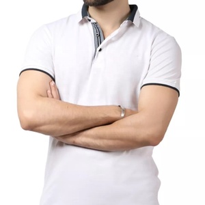 Camisa para Hombre con Tela de Punto Antiarrugas, Estampado de Rayas Blancas, Manga Corta, para Golf - Product Image 1