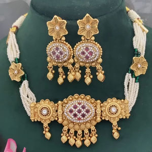 Collar Antiguo de Kundan Dorado SKU-502 D-3 - Product Image 1