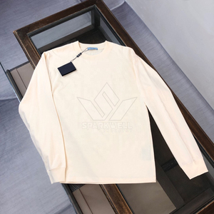 Camiseta de Manga Larga para Hombre, 100% Algodón, Cuello Redondo, Color Sólido, Casual, Transpirable, Tejido de Punto de 270g, Logotipo Frontal, Corte Regular - Product Image 2