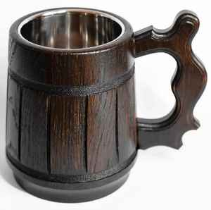Mug en bois artisanal écologique, anti-fuite, léger, style américain, pour bière, lait, café, thé, technique polie - Product Image 2