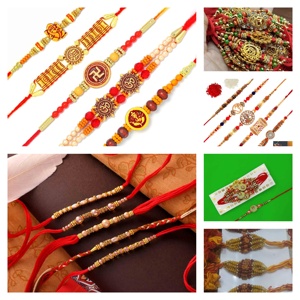 Rakhi Tradicional de Poliéster al por Mayor para Hermano y Hermana |   Conjunto de Joyería de Romero con Múltiples Piedras de Diseño para Raksha Bandhan |   Venta al por mayor - Product Image 4