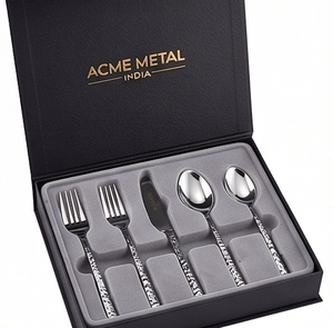 Ensemble de couverts modernes martelés et brillants en acier inoxydable poli miroir, résistant à la rouille, compatible lave-vaisselle, pour mariage et restaurant - Product Image 3