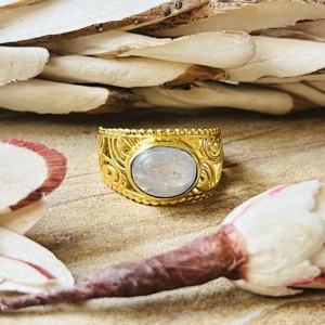 New Arrival Moonstone <b>Rings</b> Boho Brass <b>Ring</b> For Women 18k <b>Gold</b> Plated Filigree Statement <b>Cocktail</b> <b>Ring</b> For Wholesale/OEM/ODM - Product Image 5