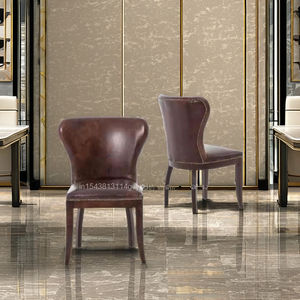 Espresso Leather Nailhead Trim <b>Dining</b> <b>Chair</b> Set 2 Truffle <b>Wood</b> Leg Upholstered <b>Chairs</b> for Home Office or Home Bar Sitting Area - Product Image 1